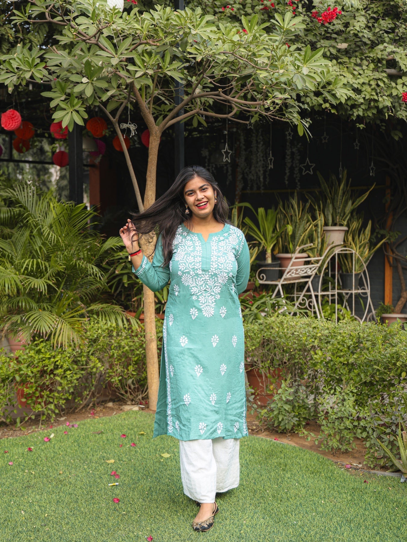 Long Chikankari Kurtis